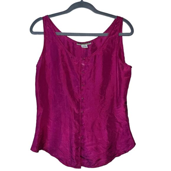 studio new york 90s 100% silk raspberry sleeveless blouse small - Picture 7 of 16